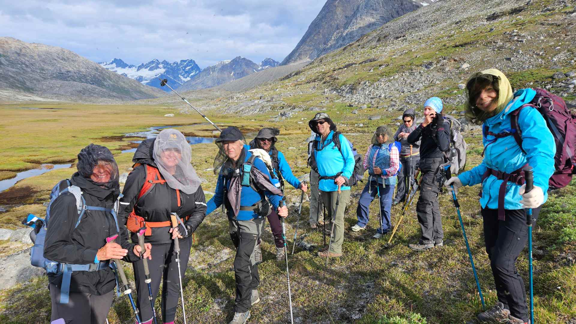Group In Valley Trekking in Greenland